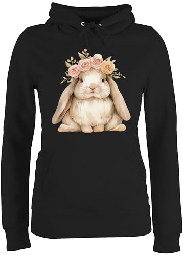 Pullover Damen Hoodie Frauen - Süßer Hase Ostern I Osterhase Geschenke I Osterüberraschung I Oster Hase - XL - Schwarz - osterhasen Hasen Pulli hasenmotiv Ostern￼ häschen mit Motiv von Shirtracer