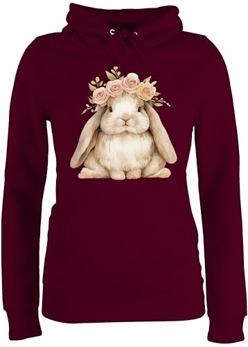 Pullover Damen Hoodie Frauen - Süßer Hase Ostern I Osterhase Geschenke I Osterüberraschung I Oster Hase - XS - Burgundrot - osterhasen Hasen Pulli hasenmotiv Ostern￼ häschen mit Motiv von Shirtracer
