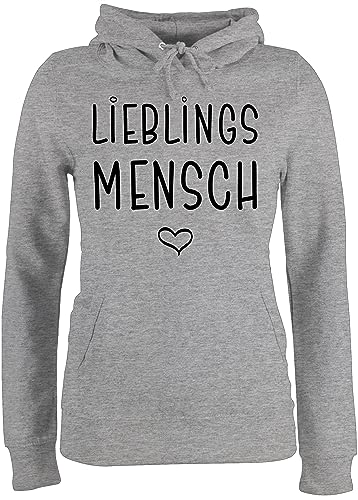 Pullover Damen Hoodie Frauen - Pärchen - Lieblingsmensch - M - Grau meliert - Kapuze mit von Shirtracer