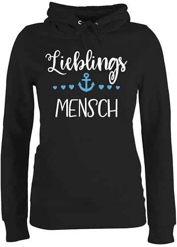 Pullover Damen Hoodie Frauen - Partner Liebe - Lieblingsmensch - Herzmensch Geschenke Beste Freundin Valentinstag Männer Geschenk Mama - M - Schwarz - Valentines Day Gifts walentinstag Mann von Shirtracer