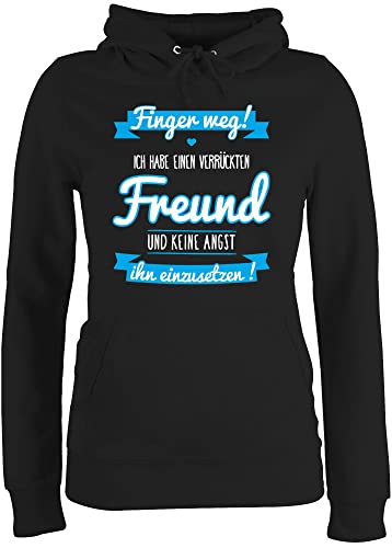 Pullover Damen Hoodie Frauen - Partner-Look Pärchen - Ich Habe einen verrückten Freund blau - XXL - Schwarz - Pulli Partner Outfit EIN Hoody mit Kapuze Look hab Couple pullis Paar paerchen pullies von Shirtracer