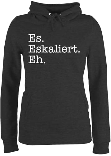 Pullover Damen Hoodie Frauen - Party & Alkohol - Es eskaliert eh - XS - Anthrazit meliert - Sauf Malle Pulli Alki Spruch hoddys Saufen sprüche Kapuzenpullover Trinken trinksprüchen hoddis Pullover Damen Hoodie Frauen - Party & Alkohol - Es eskaliert eh - XS - Anthrazit meliert - Sauf Malle Pulli Alki Spruch hoddys Saufen sprüche Kapuzenpullover Trinken trinksprüchen hoddis von Shirtracer