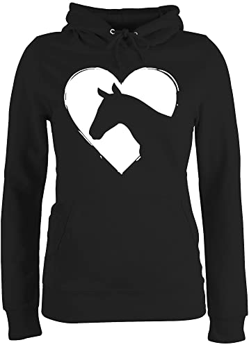 Pullover Damen Hoodie Frauen - Pferde - Herz mit Pferdekopf - L - Schwarz - Geschenk Reiterin Erwachsene Pferd pferden pferdespruch pferdeliebhaber pferdepullies reithoodies pferdemotiv Hoddy von Shirtracer