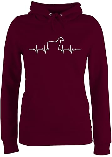 Pullover Damen Hoodie Frauen - Herzschlag Pferd I Geschenk Pferde I - M - Burgundrot - pferdepullover reitoberteil pferdeliebhaber pferden Hoody reiterzubehör pferdepulloverdamen reiten tiermotiv von Shirtracer