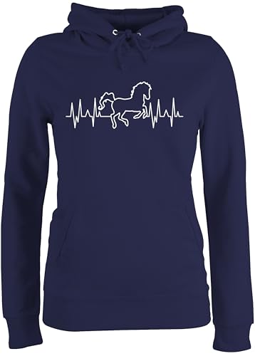 Pullover Damen Hoodie Frauen - Pferde - Pferd Herzschlag - weiß - XS - Navy Blau - Pulli reitoberteil pferdeliebhaber Fun-Kapuzenpullover pferdepulloverdamen reiten Hoodies reithoodies pferdespruch Pullover Damen Hoodie Frauen - Pferde - Pferd Herzschlag - weiß - XS - Navy Blau - Pulli reitoberteil pferdeliebhaber Fun-Kapuzenpullover pferdepulloverdamen reiten Hoodies reithoodies pferdespruch von Shirtracer