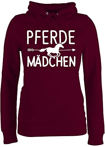 Pullover Damen Hoodie Frauen - Pferde Mädchen - Pferdemädchen - M - Burgundrot - reiterzubehör reitoberteil pferdeliebhaber fjordis Hoody pferdepullies pferdepulloverdamen Pferd ich GEH Kapuze von Shirtracer