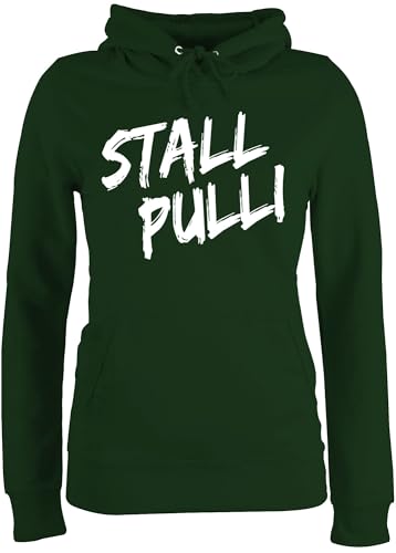 Pullover Damen Hoodie Frauen - Stallpulli I Geschenk Reiten I Pferde Geschenke I Pferdeliebhaber - S - Dunkelgrün - reitoberteil pferdepulloverdamen sprüche Pferd stall Pulli Reitsport-Bekleidung von Shirtracer