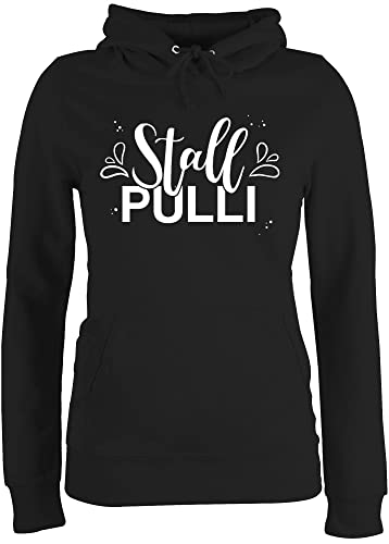 Pullover Damen Hoodie Frauen - Pferde - Stallpulli Lettering - S - Schwarz - reitoberteil pferdeliebhaber stall Pulli pferdepulloverdamen sprüche Pferd hoddys reithoodies reiten hoddis reitpulli von Shirtracer