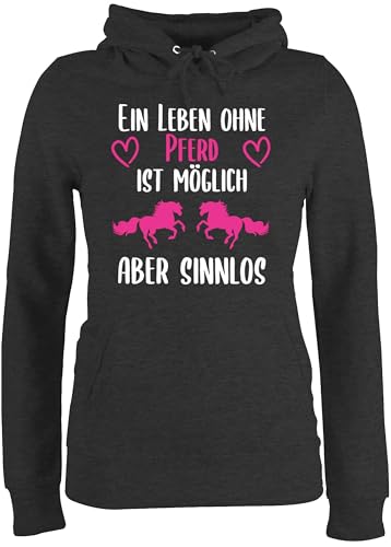 Pullover Damen Hoodie Frauen - Pferde - EIN Leben ohne Pferd ist möglich Aber sinnlos weiß/pink - XS - Anthrazit meliert - reitoberteil pferdeliebhaber Pulli pferdepulloverdamen reiten Hoodies Pullover Damen Hoodie Frauen - Pferde - EIN Leben ohne Pferd ist möglich Aber sinnlos weiß/pink - XS - Anthrazit meliert - reitoberteil pferdeliebhaber Pulli pferdepulloverdamen reiten Hoodies von Shirtracer