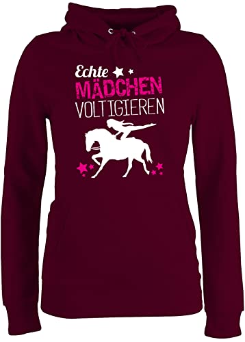 Pullover Damen Hoodie Frauen - Pferde - Echte Mädchen voltigieren - M - Burgundrot - pferdepullies reitoberteil pferdeliebhaber volti Pulli pferdepullis pferdepulloverdamen sprüche Pferd Horses von Shirtracer