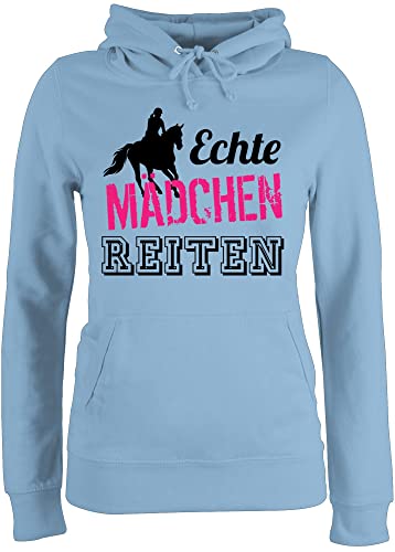 Pullover Damen Hoodie Frauen - Pferde Geschenk und Zubehör - Echte Mädchen reiten Fuchsia - XS - Hellblau - pferdepullies pferdepullover Pferd Pulli reitpullover Reiter Hoddies pferdepulli Pullover Damen Hoodie Frauen - Pferde Geschenk und Zubehör - Echte Mädchen reiten Fuchsia - XS - Hellblau - pferdepullies pferdepullover Pferd Pulli reitpullover Reiter Hoddies pferdepulli von Shirtracer