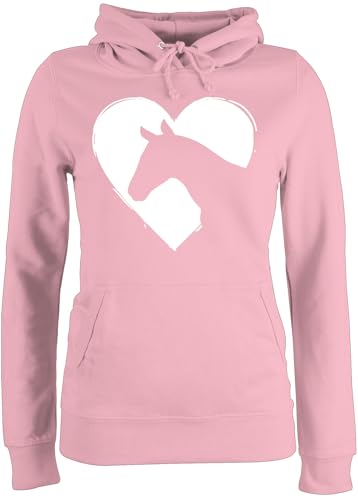 Pullover Damen Hoodie Frauen - Pferde - Herz mit Pferdekopf - XL - Hellrosa - pferdepullies reitoberteil pferdeliebhaber Pferd Pulli pferdepulloverdamen reiten pferdemotiv Kapuzenpullover von Shirtracer
