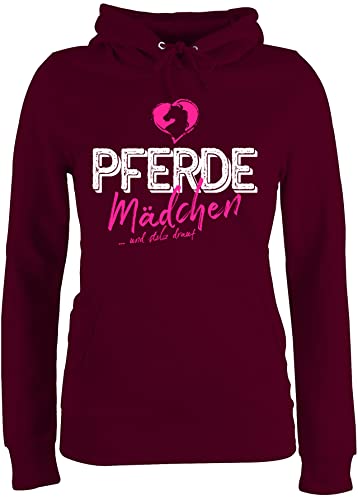 Pullover Damen Hoodie Frauen - Pferde - Pferdemädchen und stolz Drauf - XXL - Burgundrot - Pferde+Pullover+Damen reitoberteil pferdeliebhaber pferdefan Pulli pferdepulloverdamen sprüche Pferd von Shirtracer