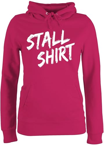 Pullover Damen Hoodie Frauen - Pferde - Stallshirt Distressed - S - Fuchsia - reitoberteil pferdeliebhaber stall Pulli pferdepulloverdamen sprüche Pferd Shirt Kapuzenpullover reithoodies reiten von Shirtracer