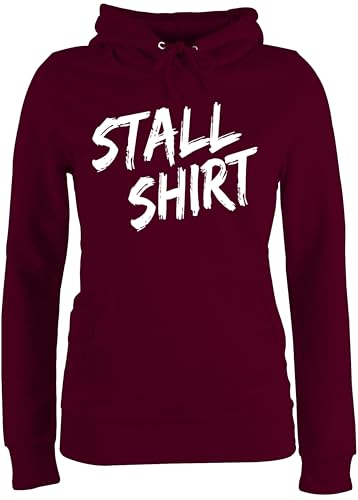 Pullover Damen Hoodie Frauen - Pferde - Stallshirt Distressed - XS - Burgundrot - reitoberteil pferdeliebhaber stall Pulli pferdepulloverdamen sprüche Pferd Shirt Kapuzenpullover reithoodies reiten von Shirtracer