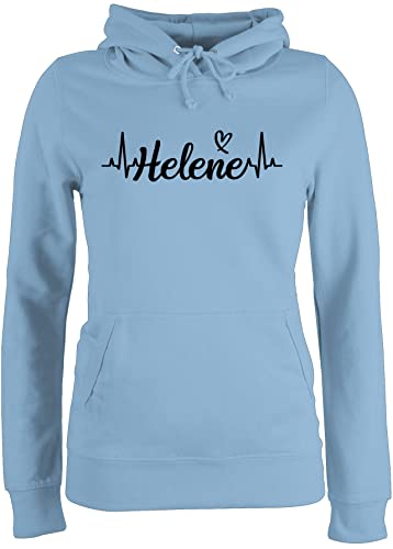 Pullover Damen Hoodie Frauen - Schlager Party Outfit - Helene Herzschlag - S - Hellblau - schlagerfans Hoody schlagerparty Kapuze schlagernacht Pulli sprüche mit für von Shirtracer