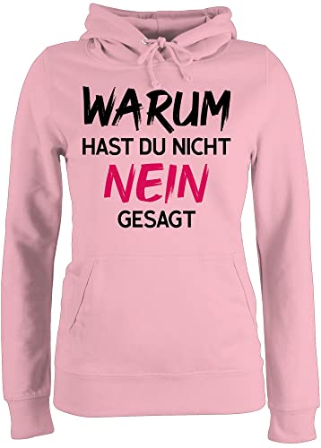 Pullover Damen Hoodie Frauen - Schlager Party Outfit - Warum zur hast du Nicht Nein gesagt - XS - Hellrosa - schlagernacht Pulli schlagerfans Hoody schlagerparty Kapuzenpullover hodi Hoodies von Shirtracer