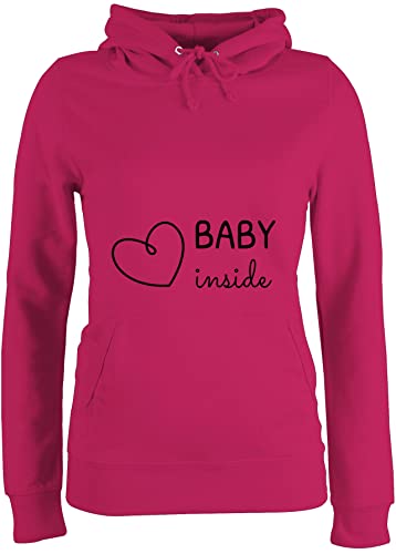 Pullover Damen Hoodie Frauen - Schwangerschaft Kleidung Geschenk - Baby Inside - XXL - Fuchsia - schwanger schwangeren schwangerschaftsverkündung an Schwangere werdene Mutter Schwangerschafts von Shirtracer