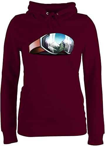 Pullover Damen Hoodie Frauen - Snowboard, Ski und mehr - Skibrille - L - Burgundrot - après Party Pulli Apres Fahren Apres+ski après+ski+Party Wintersport Skifahrer Hoody hüttengaudi Snowboard von Shirtracer