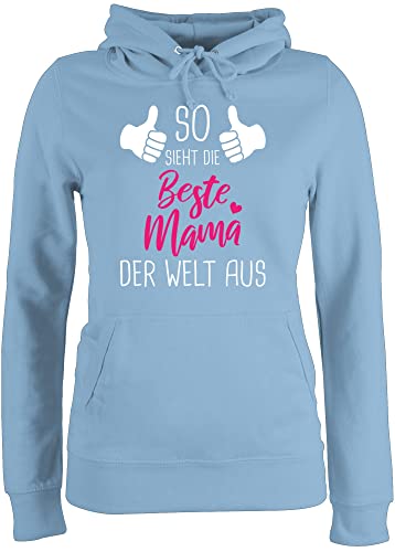 Pullover Damen Hoodie Frauen - So Sieht die Beste Mama der Welt aus mit Daumen weiß - L - Hellblau - muttertagsgeschenk personalisiert Mum Pulli mutterzagsgeschenke mütter Hoody Pullover Damen Hoodie Frauen - So Sieht die Beste Mama der Welt aus mit Daumen weiß - L - Hellblau - muttertagsgeschenk personalisiert Mum Pulli mutterzagsgeschenke mütter Hoody von Shirtracer