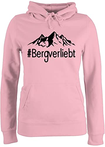 Pullover Damen Hoodie Frauen - Bergverliebt - schwarz - XL - Hellrosa - Hoddie Frau Kapuzenpullover Hoodies Fun-Sweatshirts Kapuzensweatshirt Huddy Hoody Kordel mit Kapuze Hoodies/pullis Pulli von Shirtracer