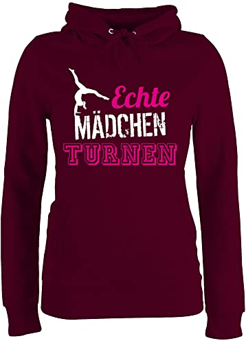 Pullover Damen Hoodie Frauen - Echte Mädchen Turnen - Geschenk Turnerin - XS - Burgundrot - polover Hoodies Hoodies/pullis für Hoody pullis Hoddies Pulli Pullover+Damen personalisierbar von Shirtracer