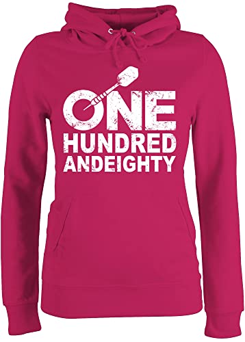 Pullover Damen Hoodie Frauen - One Hundred and Eighty - weiß - L - Fuchsia - Sport Dart Darts von Shirtracer