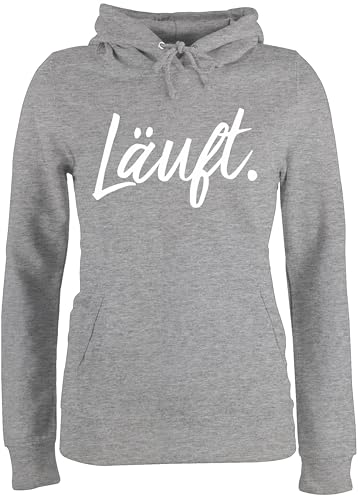 Pullover Damen Hoodie Frauen - Sprüche - Läuft - Statement - XL - Grau meliert - Statement-Pullover mit Aufschrift Typo Hoddies Statements Laeuft pullis sprüchen￼ läuft. Pulli Spruch läuft von Shirtracer