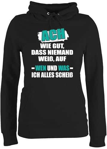 Pullover Damen Hoodie Frauen - Sprüche Statement - ACH wie gut, DASS niemand weiß - L - Schwarz - Statement-Pullover mit Aufschrift frechen sprüchen pullis Statements gut Pulli sprüchen￼ das von Shirtracer