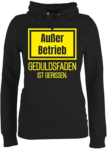 Pullover Damen Hoodie Frauen - Sprüche Statement - Außer Betrieb - Geduldsfaden ist gerissen - M - Schwarz - Statement-Pullover mit Aufschrift ausser Fun-Kapuzenpullover Statements pullis von Shirtracer