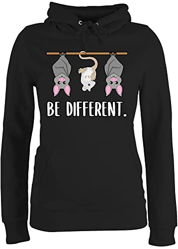 Pullover Damen Hoodie Frauen - Sprüche Statement - Be Different Tiere - L - Schwarz - damensweatshit Hoddies/pullies Hoddies Pulli Hoody hoddis hodi Hoodies für mit Kapuze Kapuzen Kapuzenpullover von Shirtracer