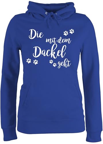 Pullover Damen Hoodie Frauen - Sprüche Statement - Die mit dem Dackel geht weiß - L - Royalblau - Statement-Pullover Statements Dachshund pullis sprüchen￼ dackelmotiv Kadin kiyafetleri von Shirtracer