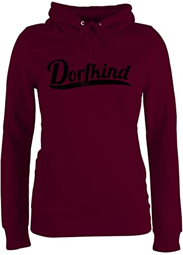 Pullover Damen Hoodie Frauen - Sprüche Statement - Dorfkind Schwarz - XS - Burgundrot - Statement-Pullover mit Aufschrift Bauer Kapuzenpulli Statements dorfkinder Hoddies sprüchen￼ von Shirtracer