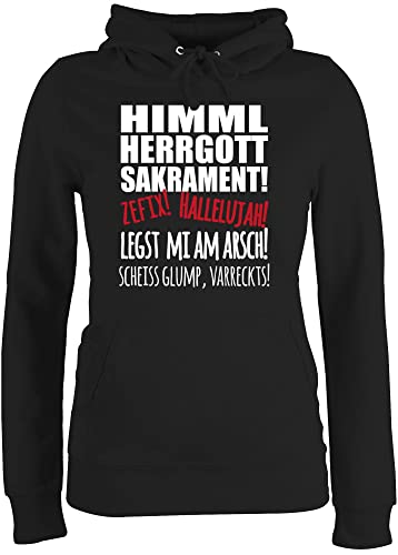 Pullover Damen Hoodie Frauen - Sprüche Statement - Himmel Herrgott! weiß - XXL - Schwarz - Hoodies/pullis mit bayrische pullis Oberteil Hoddies/pullies Kapuze Hoody Kapuzenpulli Kapuzenpullover von Shirtracer