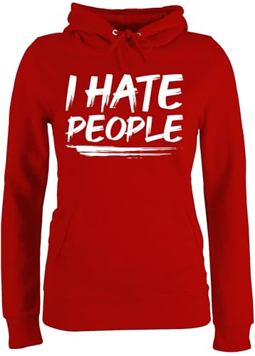 Pullover Damen Hoodie Frauen - Sprüche Statement - I Hate People - Brush - XS - Rot - Statement-Pullover mit Aufschrift ich Hasse Menschen Statements hat sprüchen Spruch Pullover Damen Hoodie Frauen - Sprüche Statement - I Hate People - Brush - XS - Rot - Statement-Pullover mit Aufschrift ich Hasse Menschen Statements hat sprüchen Spruch von Shirtracer