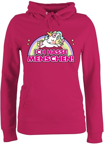Pullover Damen Hoodie Frauen - Sprüche Statement - Ich Hasse Menschen - Einhorn - XXL - Fuchsia - Statement-Pullover mit Aufschrift i hat People Pulli Statements Hoodys sprüchen￼ Hoodies Spruch von Shirtracer