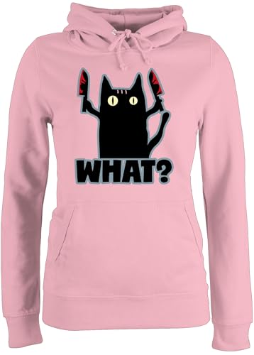 Pullover Damen Hoodie Frauen - Sprüche Statement - Mörder Katze - M - Hellrosa - Statement-Pullover Halloween cat Fun-Kapuzenpullover Haloween Katzen Kapuzenpullover Helloween paw paw madafakers von Shirtracer