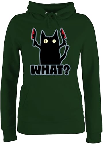 Pullover Damen Hoodie Frauen - Sprüche Statement - Mörder Katze - XXL - Dunkelgrün - Statement-Pullover Halloween cat Fun-Kapuzenpullover Haloween Katzen hoddis Helloween paw paw madafakers von Shirtracer
