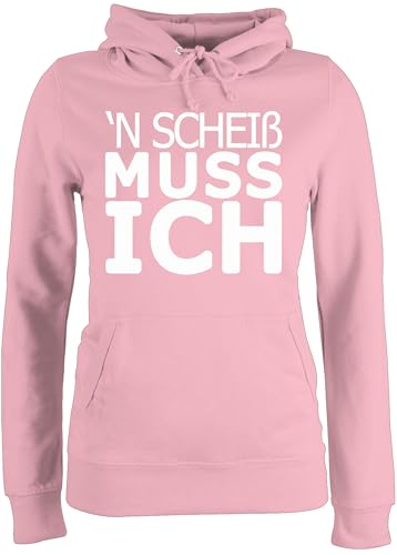 Pullover Damen Hoodie Frauen - Sprüche Statement - 'N Scheiß muss ich - XL - Hellrosa - Statement-Pullover Spruch Scheiss Kapuzenpulli Pulli mit sprüchen sprueche Schrift Kapuzenpullover von Shirtracer