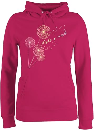 Pullover Damen Hoodie Frauen - Sprüche Statement - Pusteblume Flower - XS - Fuchsia - Statement-Pullover mit Aufschrift Wish Hoddies Statements Wish. pullis sprüchen￼ Blume Pulli Blumen hoddys von Shirtracer