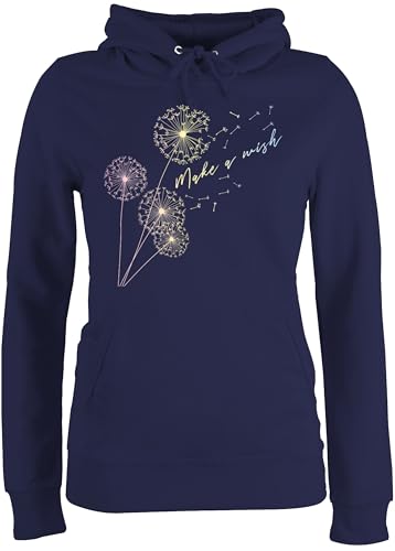 Pullover Damen Hoodie Frauen - Sprüche Statement - Pusteblume Flower - XXL - Navy Blau - Statement-Pullover mit Aufschrift Wish Hoddies Statements Wish. pullis sprüchen￼ Blume Pulli Blumen von Shirtracer