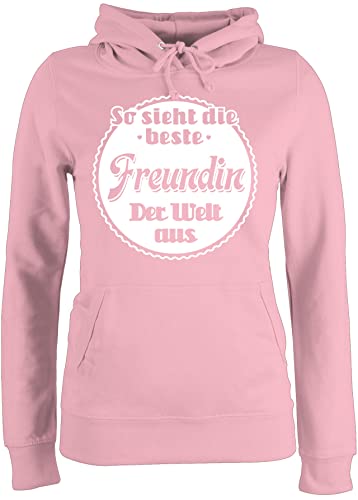 Pullover Damen Hoodie Frauen - Sprüche Statement - So Sieht die Beste Freundin der Welt aus - XS - Hellrosa - Freundinnen Hoodies/pullis Best Hoody Freundin, Pulli freundschaftspullover Statements von Shirtracer