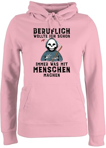 Pullover Damen Hoodie Frauen - Sprüche Statement Spruch - Beruflich wollte ich Schon Immer was mit Menschen Machen - L - Hellrosa - sprüche+Pullover sprueche sensenmann Pulli Frau sprüchen bösen von Shirtracer
