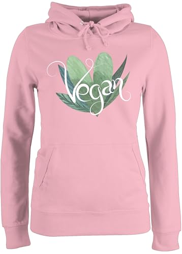 Pullover Damen Hoodie Frauen - Sprüche Statement - Vegan Lettering - S - Hellrosa - Statement-Pullover koch vegane Kapuzenpulli küchen Veganer Pulli mit Aufschrift Hoody Statements Pulli. von Shirtracer