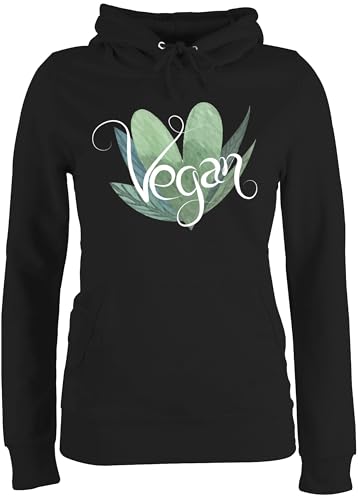 Pullover Damen Hoodie Frauen - Sprüche Statement - Vegan Lettering - XL - Schwarz - Statement-Pullover koch vegane Kapuzenpulli küchen Veganer Pulli mit Aufschrift Hoody Statements Pulli. von Shirtracer