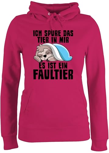 Pullover Damen Hoodie Frauen - Sprüche Statement mit Spruch - Ich spüre das Tier in Mir es ist EIN Faultier - XXL - Fuchsia - sprüche+Pullover sprueche Sloth pullis Frau sprüchen Arbeit Pulli von Shirtracer
