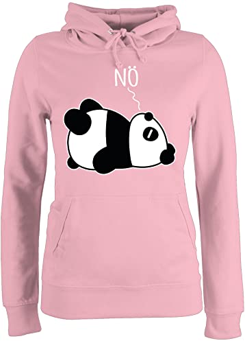 Pullover Damen Hoodie Frauen - Sprüche Statement - Nö - Panda - weiß - L - Hellrosa - mit Statement-Pullover Statements Nein Fun-Kapuzenpullover sprüchen￼ pandabär pullis Aufschrift von Shirtracer