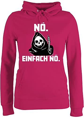 Pullover Damen Hoodie Frauen - Sprüche Statement mit Spruch - Nö einfach Nö - Sensenmann - weiß - XL - Fuchsia - sprüche+Pullover spruechen Kapuzenpulli Spruch. Kapuze Geschenk zur Einschulung von Shirtracer