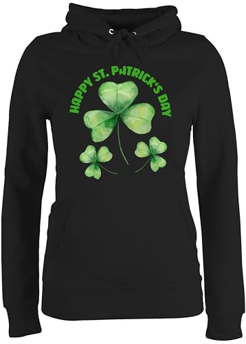 Pullover Damen Hoodie Frauen - St. - Happy St Patricks Day Kleeblatt Irland - M - Schwarz - Patrick's Patrick Outfits Sankt Irish Paddys Outfit st.Patricks irische Saint Ireland st.Patrick irischer von Shirtracer