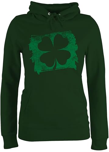 Pullover Damen Hoodie Frauen - St. Patricks Day - Kleeblatt Glücksbringer Glückskleeblatt - L - Dunkelgrün - Outfit st Patrick's Sankt Ireland pullis Patrick Outfits Paddys kleeblätter Pulli von Shirtracer